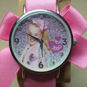 Jojo Siwa Silver/Pink Leather Charm Girl's Watch